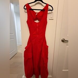 Anthropologie Vibrant Red Backless Dress